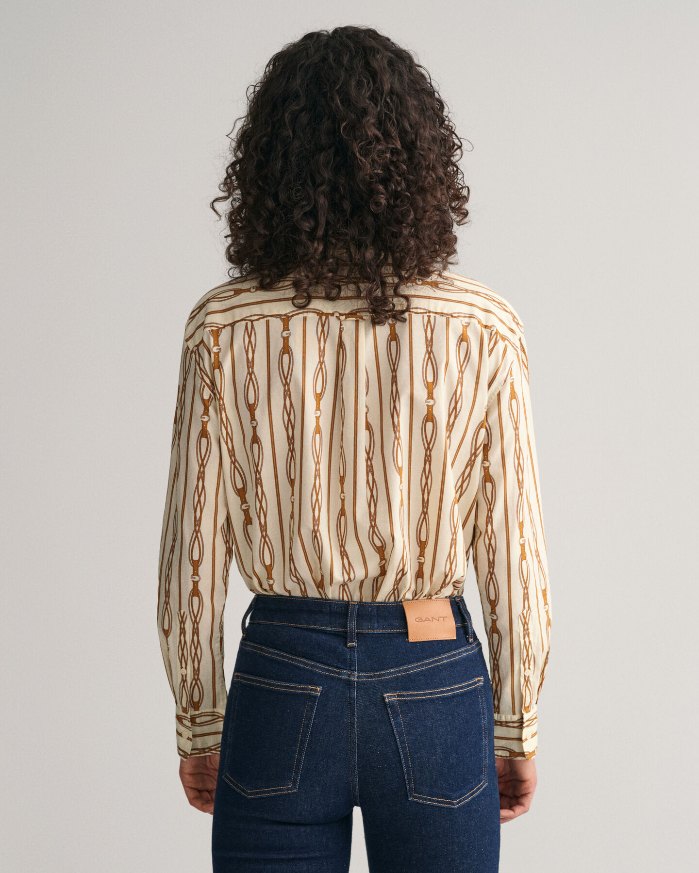 Relaxed Fit Rope Striped Baumwoll Voile Bluse