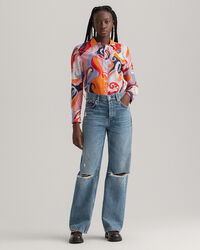 Regular Fit Baumwoll-Seiden-Bluse mit Paisley-Muster