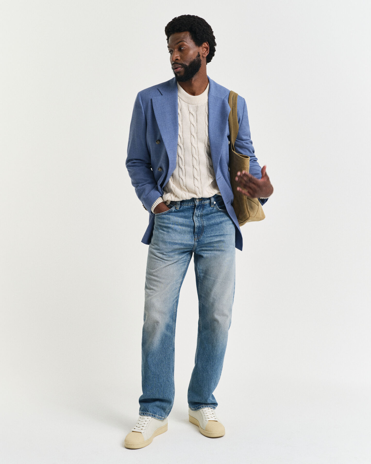 Relaxed Fit Anzugsakko aus Mouliné-Wolle