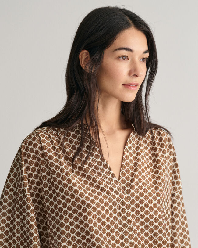 Monogram Baumwoll Seiden Bluse mit Print