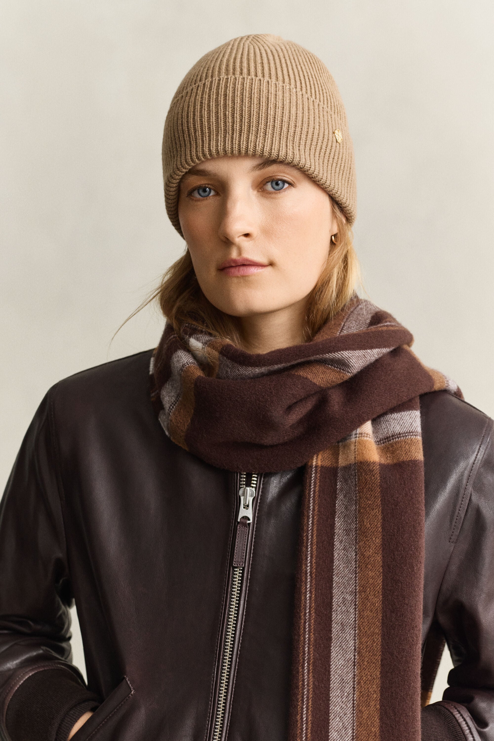 Gerippte Beanie aus Wolle
