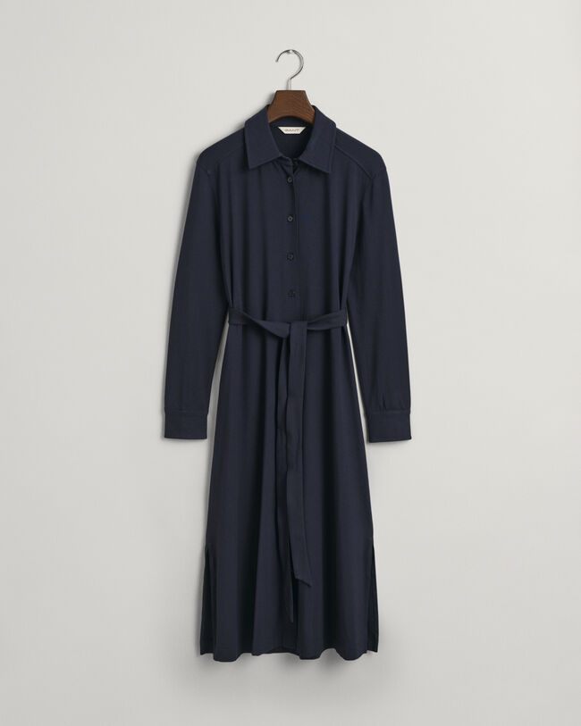 Slim Fit Jersey Hemdblusenkleid