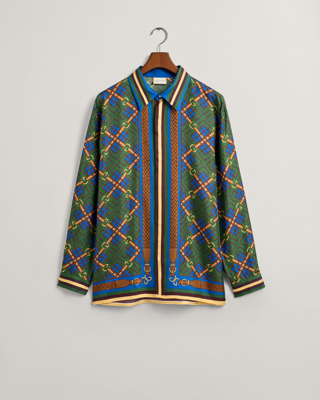 Relaxed Fit Medallion Seidenhemd