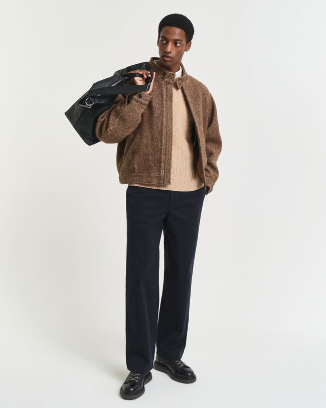 Lambswool Zopfstrick Rundhalspullover