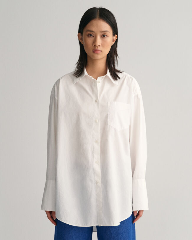 Oversized Fit Popeline Bluse mit breiten Manschetten