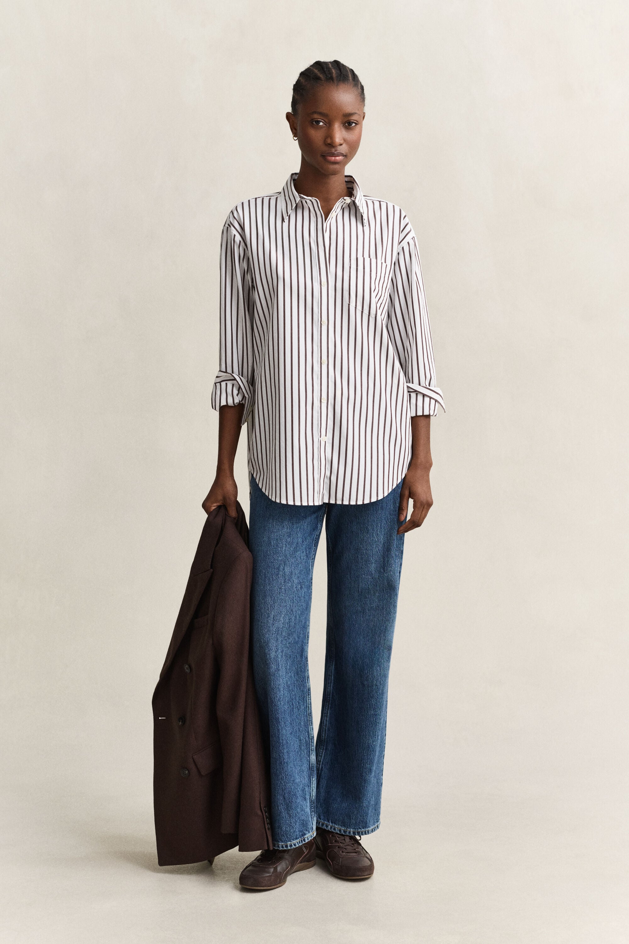 Relaxed Fit Classic Popeline-Bluse mit Streifen