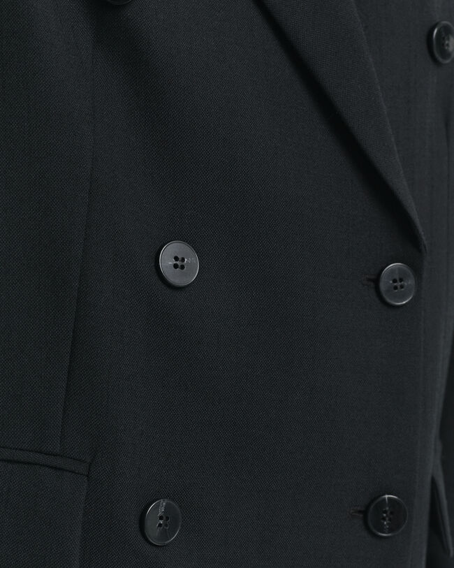 Zweireihiger Relaxed Fit Hopsack Blazer aus Wollgemisch