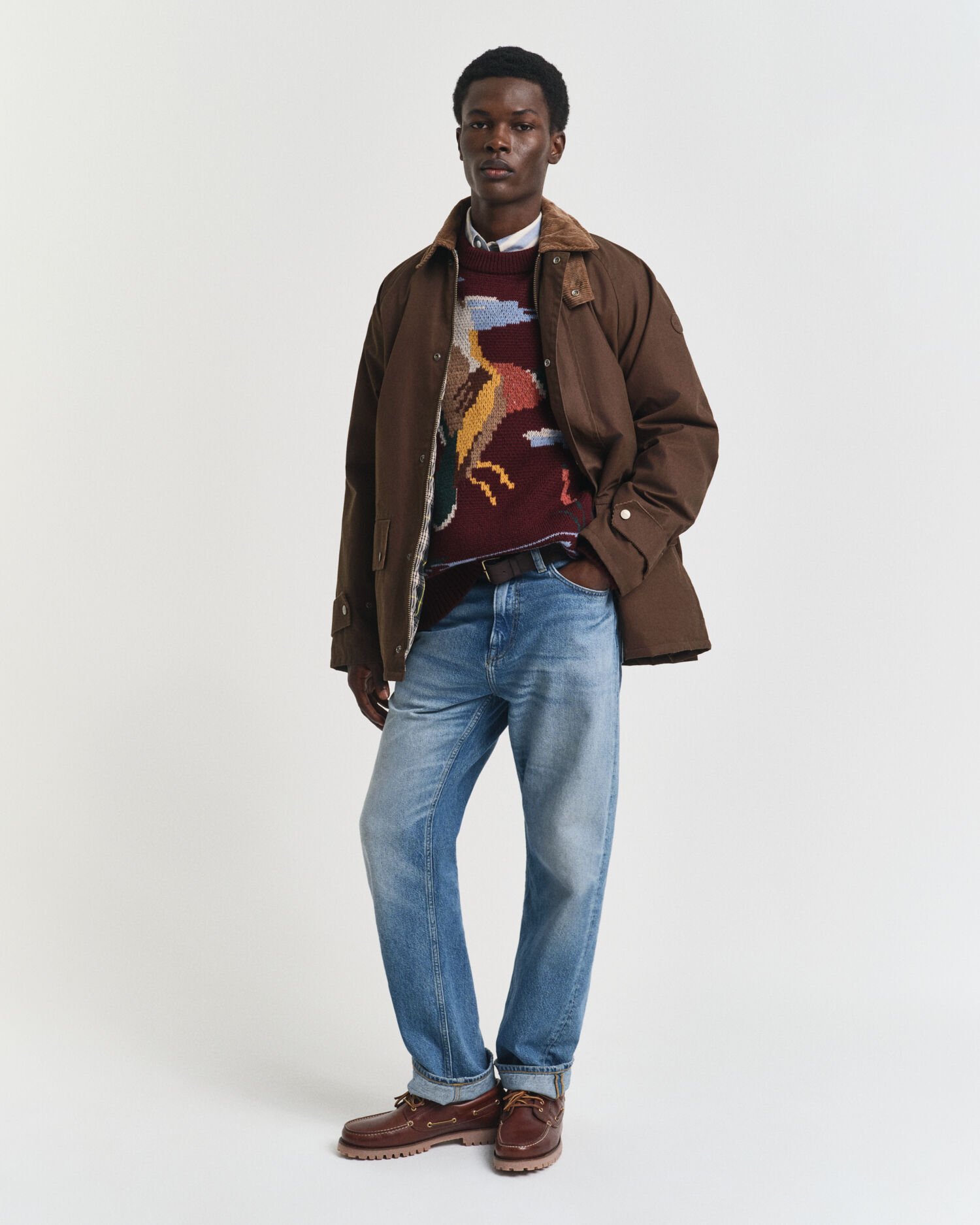 Rundhalspullover mit Vogelgrafik