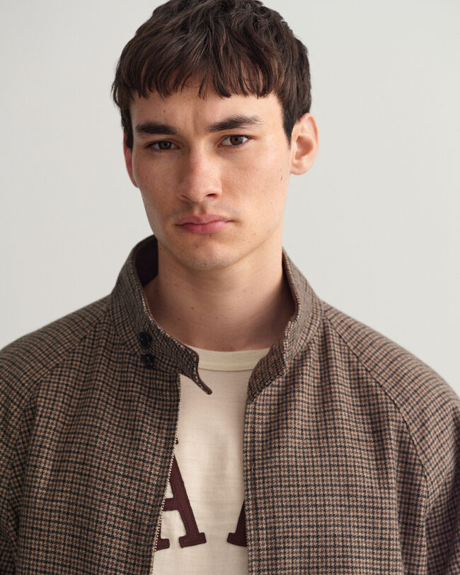 Karierte Harrington Jacke aus Wolle