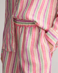 Mehrfarbig gestreifte Pull-On Leinen Shorts