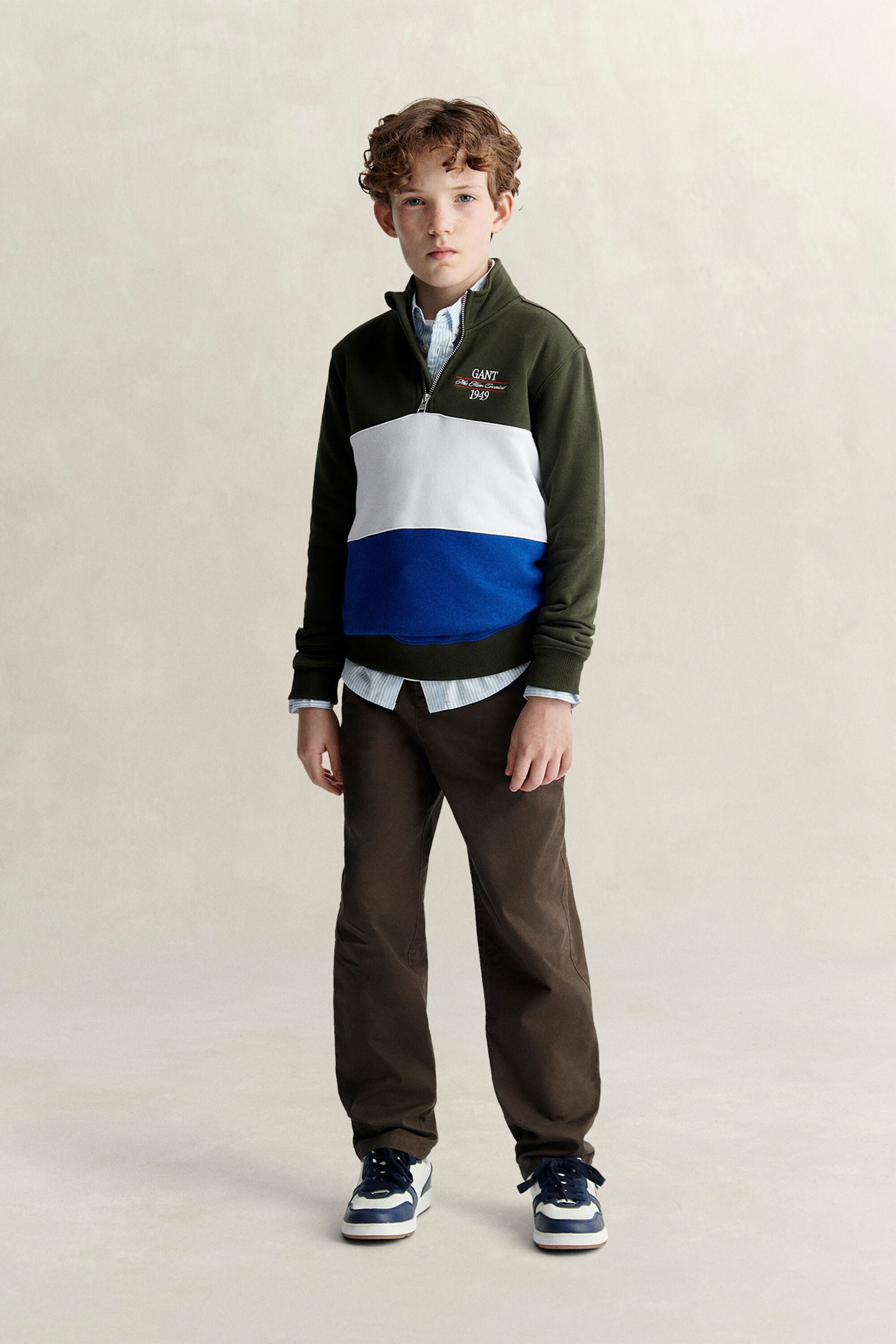 Teen Boys Sweatshirt mit Reißverschlusskragen im Blockfarbendesign