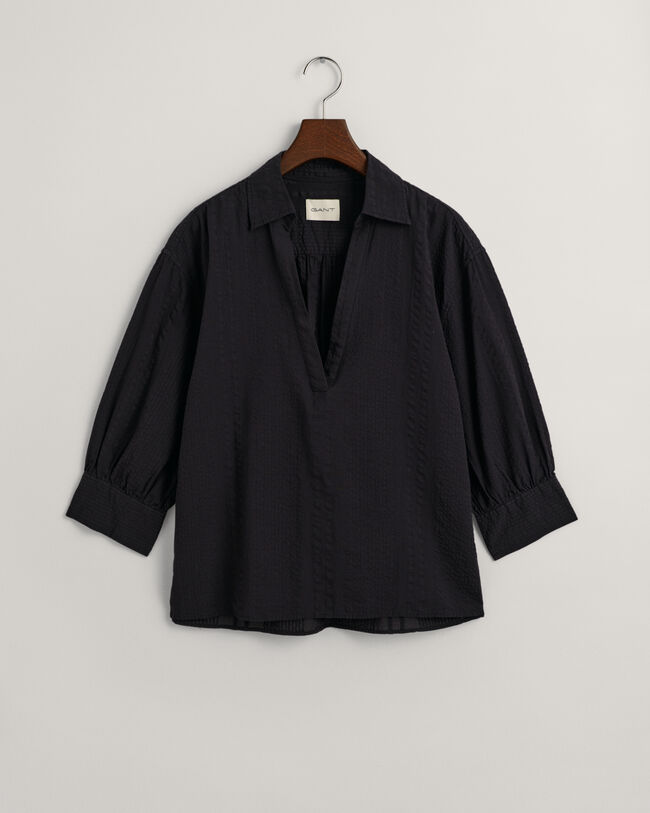 Relaxed Fit Seersucker Schlupfbluse mit Streifen