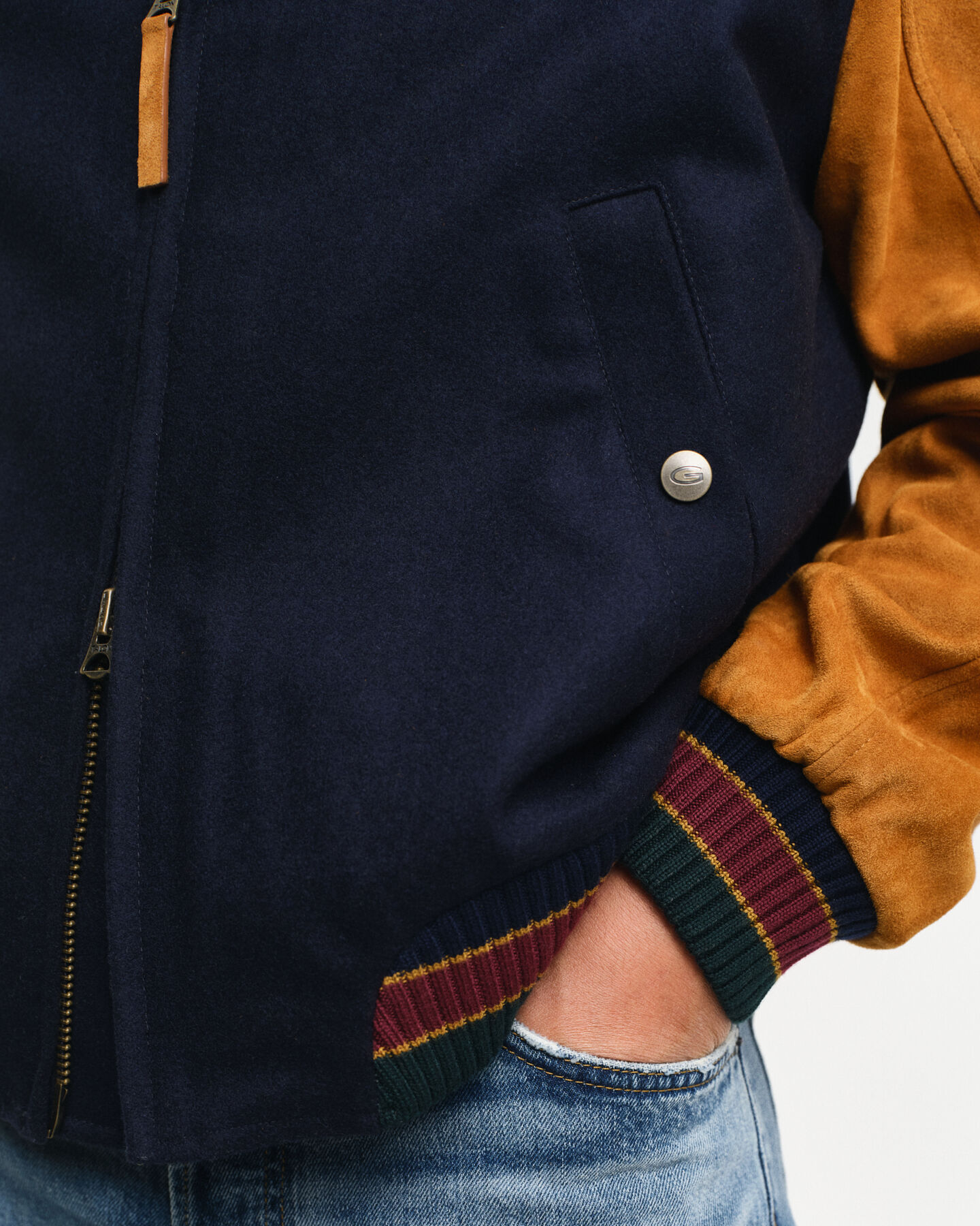 GANT Varsity Jacke aus Wolle und Veloursleder