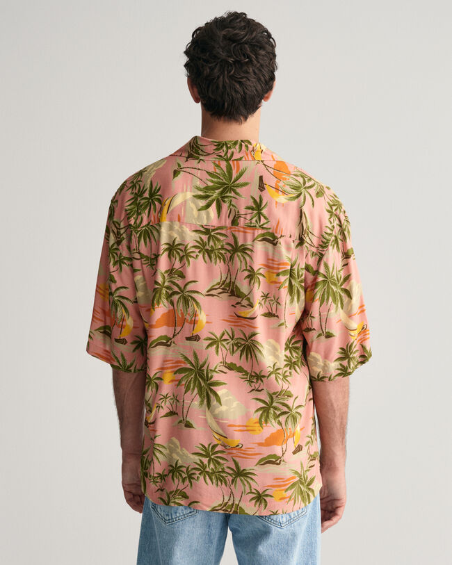 Relaxed Fit Hawaiian Print Kurzarmhemd