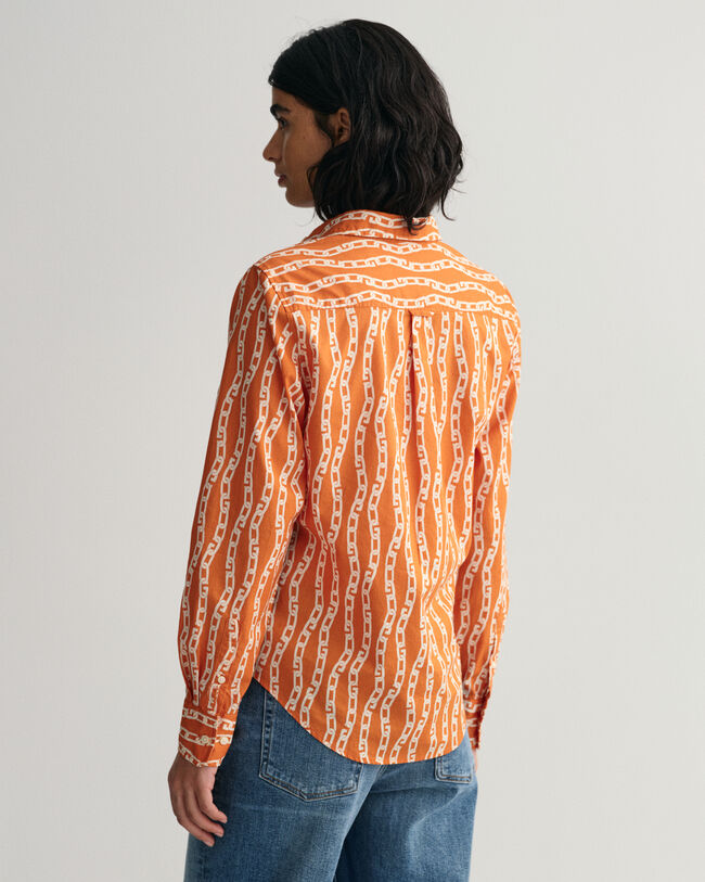Regular Fit Chain Print Bluse aus Baumwoll-Voile