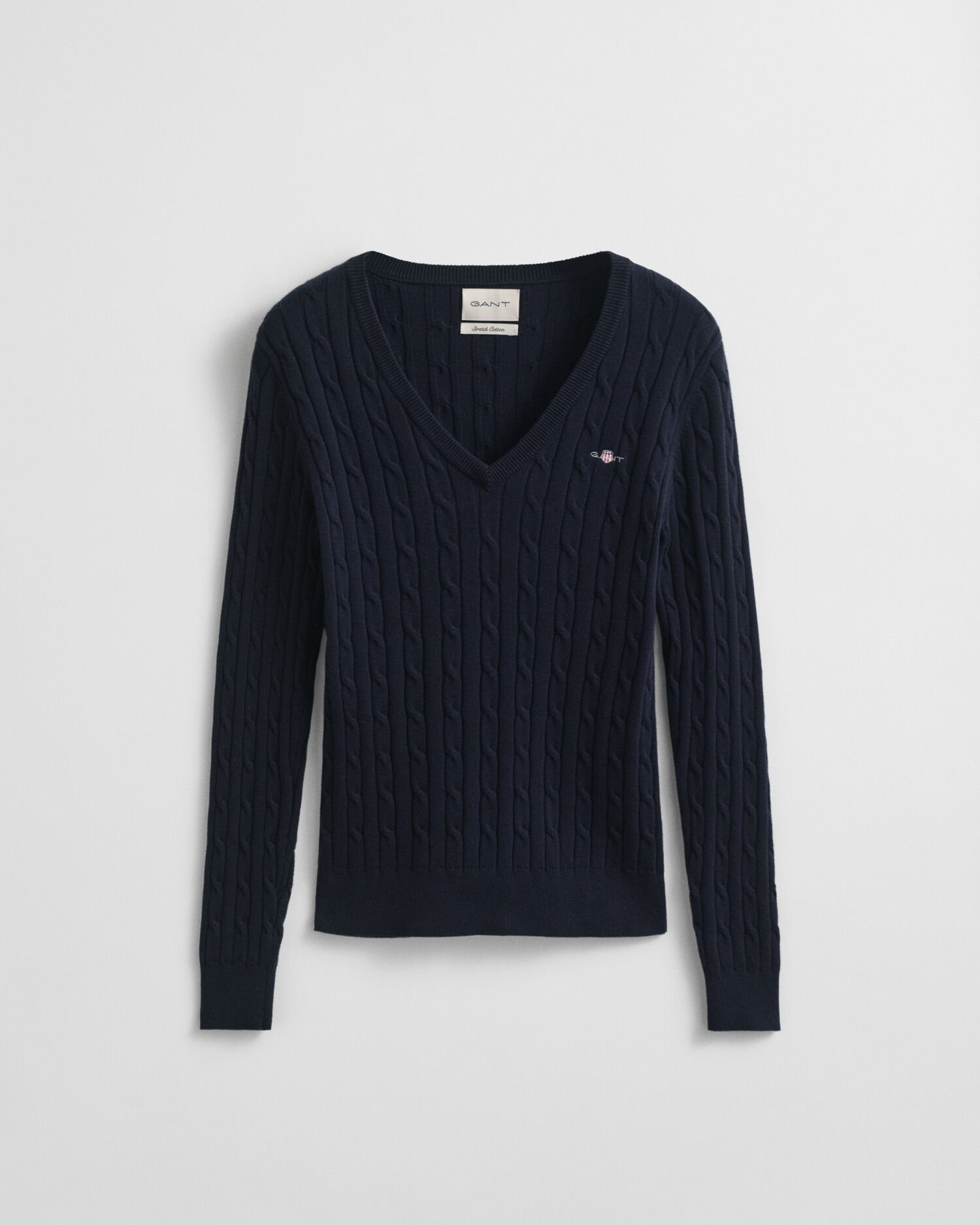 【XL】Golfickers V neck Pullover Zopfstrick V-Neck Pullover aus Stretch-Baumwolle - GANT