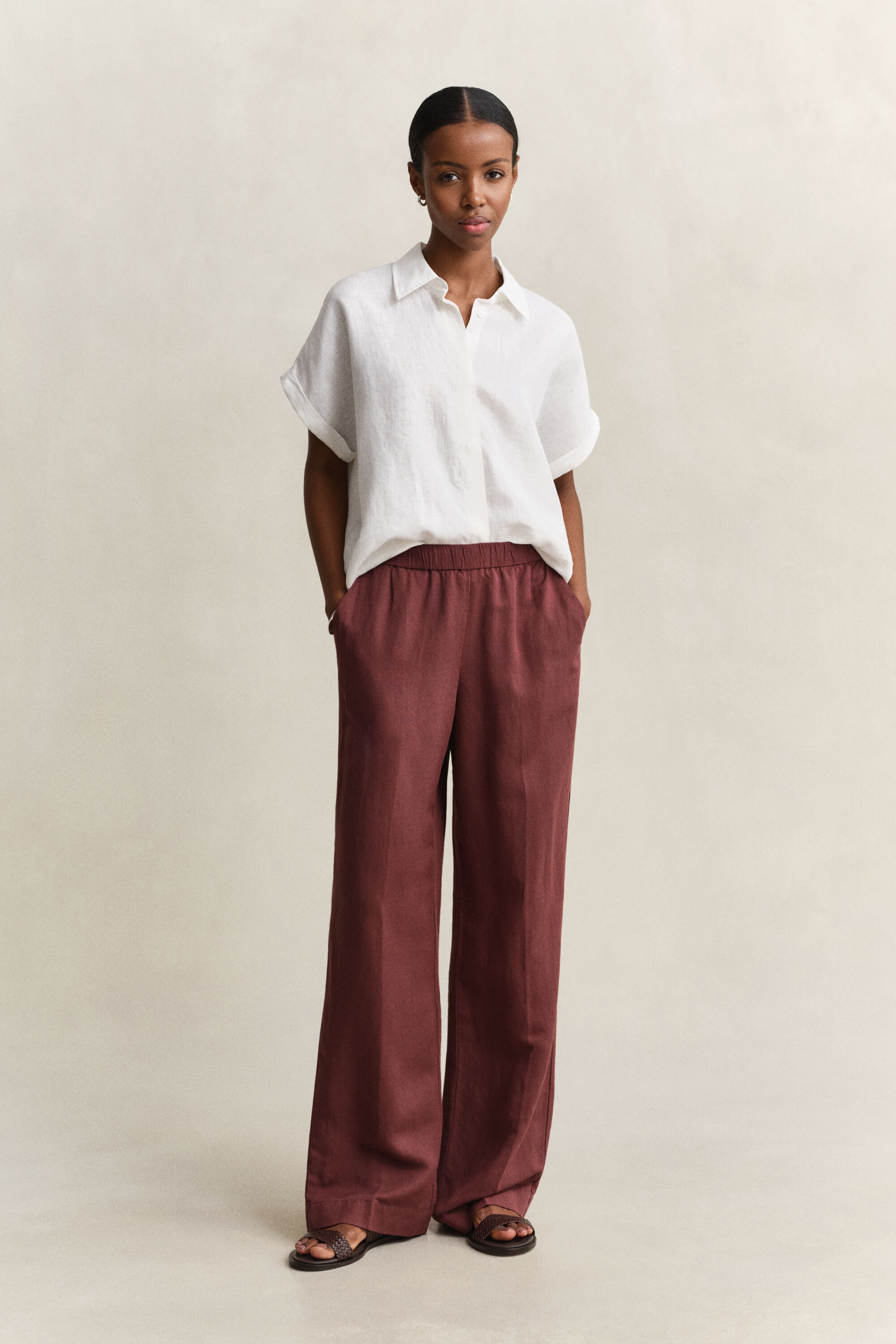 Leinenbluse mit Flügelärmeln