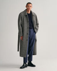 Schmal zulaufende Hose mit Fischgr&auml;tmuster