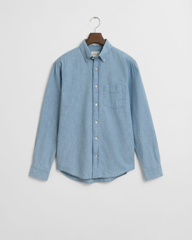 Regular Fit Indigo Chambray Hemd