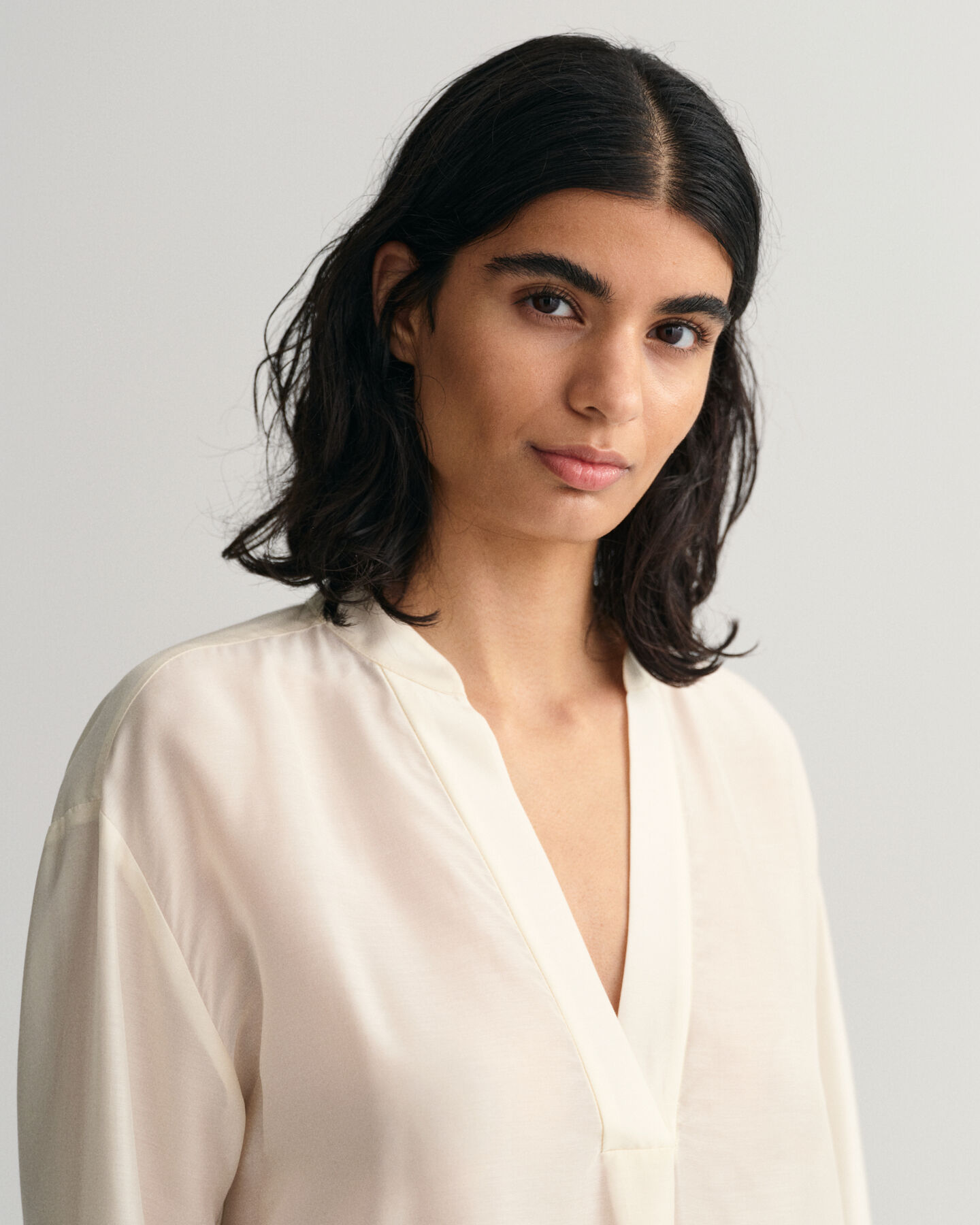 Relaxed Fit Stehkragenbluse