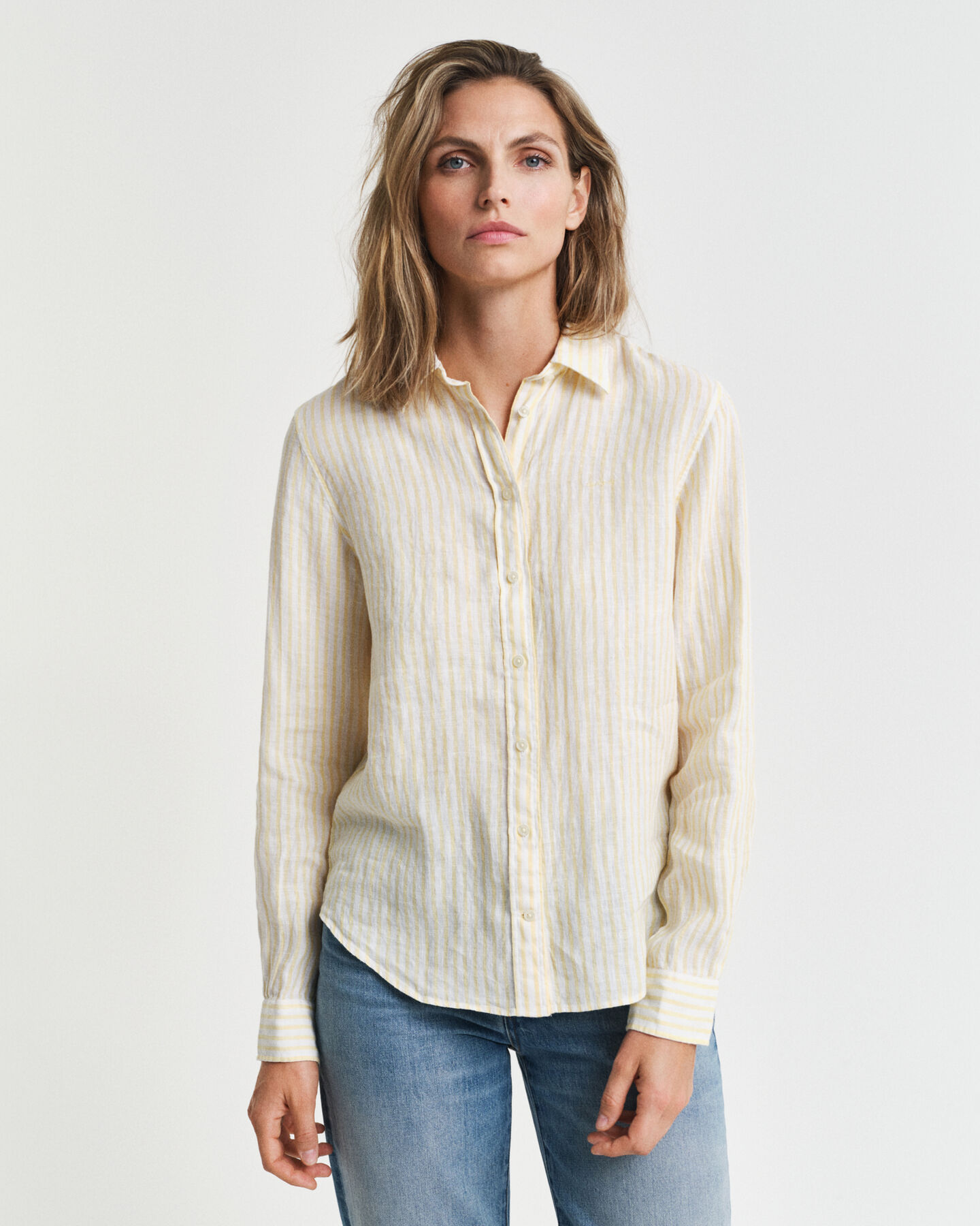 Regular Fit Leinenbluse mit Streifen