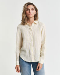 Regular Fit Leinenbluse mit Streifen