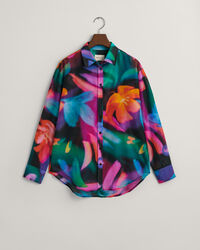 Relaxed Fit Baumwoll Seiden Bluse mit Blumen-Print