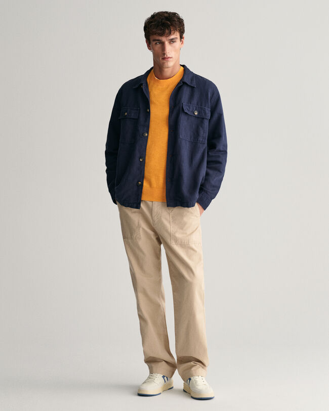 Baumwoll Leinen Rundhalspullover