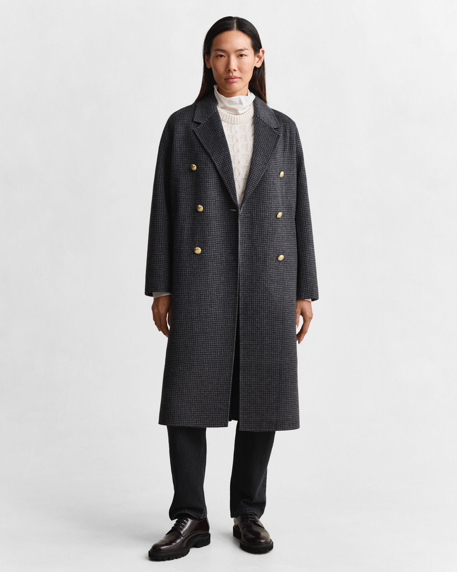 Handgenähter Mantel mit Karomuster