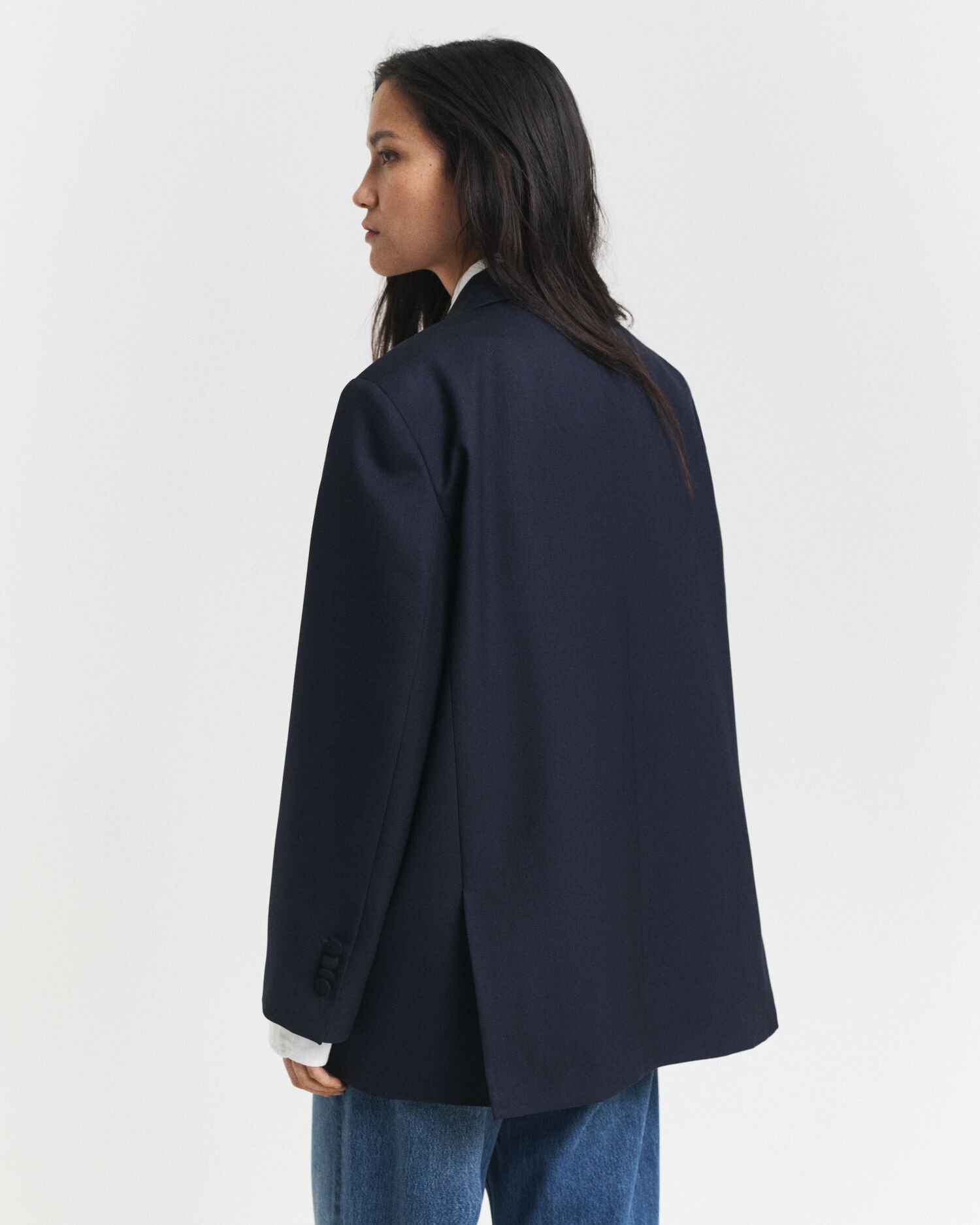 Oversized Hopsack Blazer aus Wolle