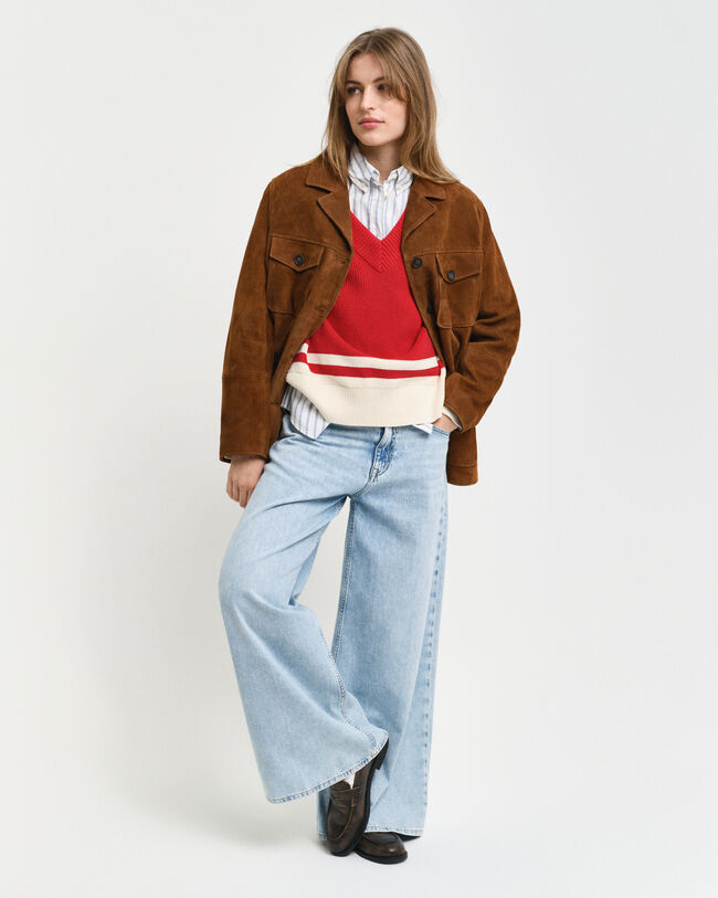 Relaxed Fit Blazer aus Veloursleder