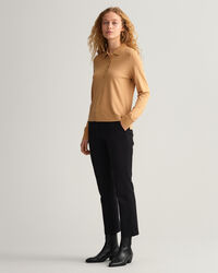 Detail Collar Piqu&eacute; Langarm-Poloshirt