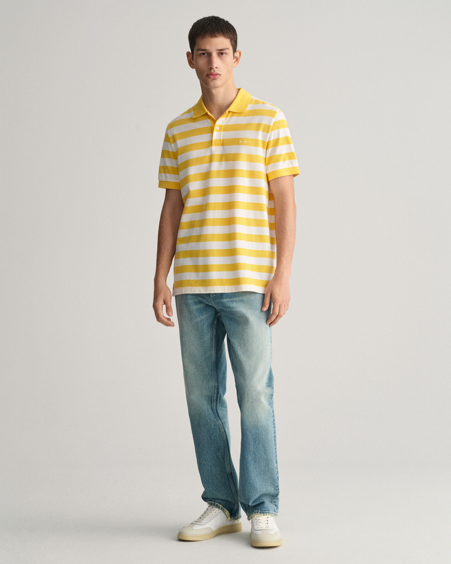 Piqu&eacute; Poloshirt mit breiten Streifen