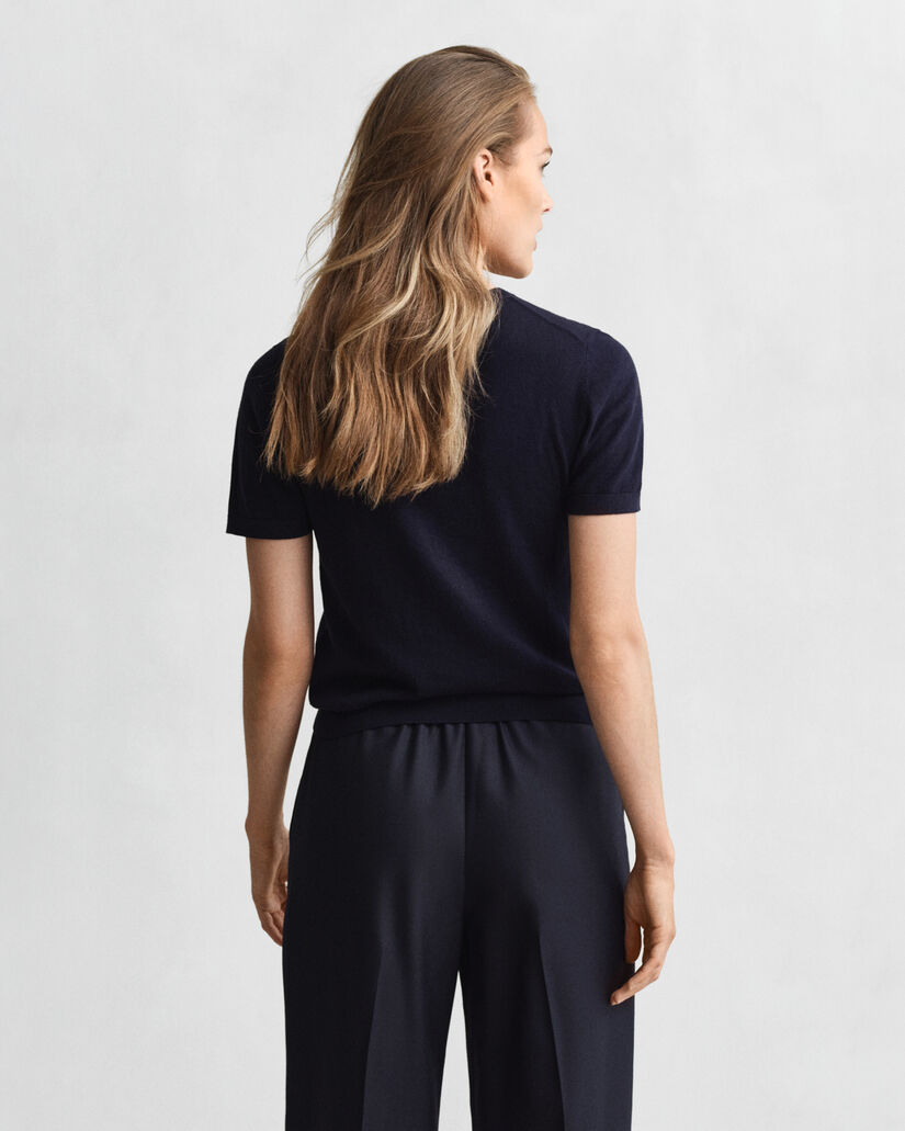 Leichter Kurzarm-Rundhalspullover