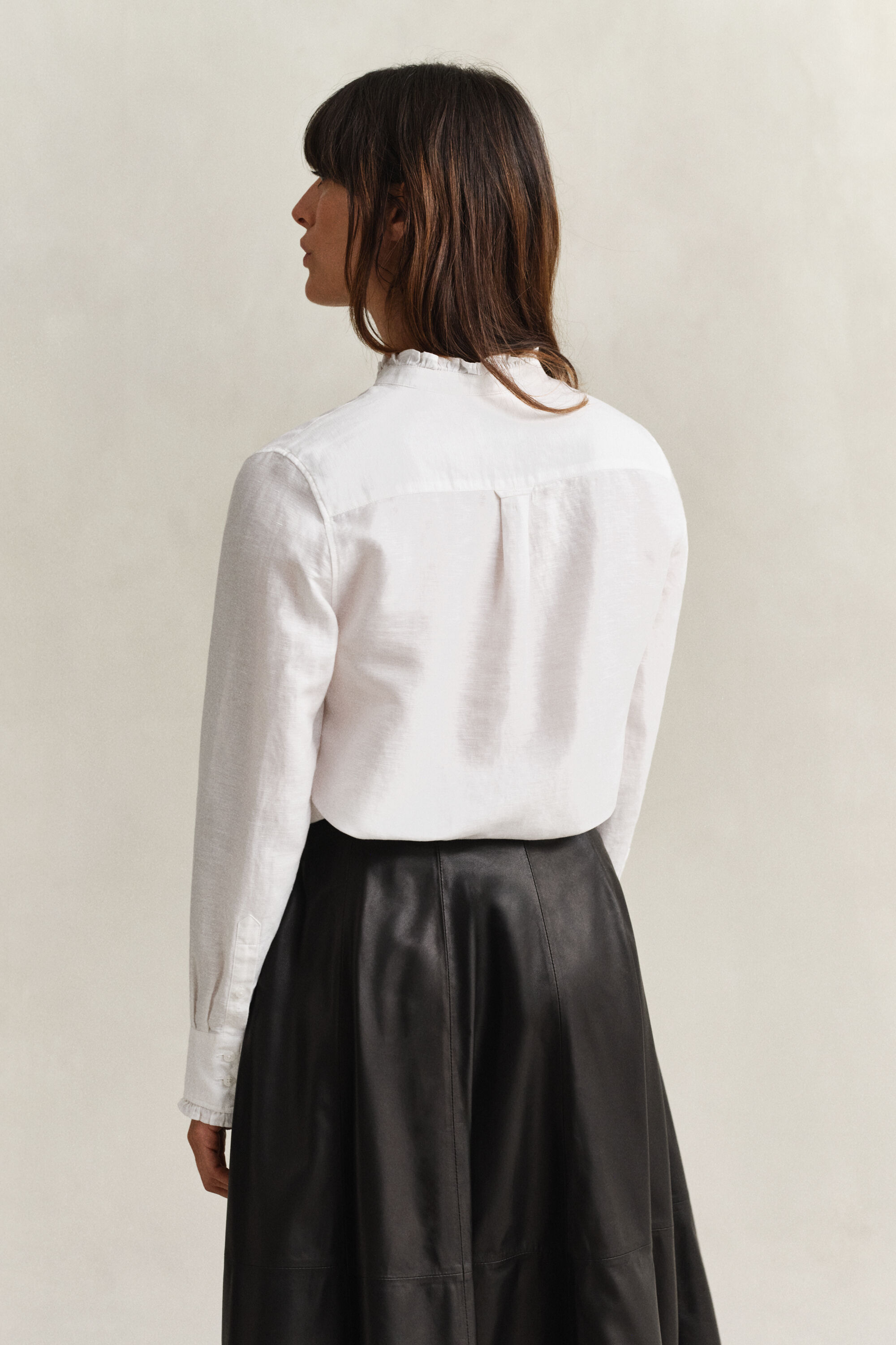 Rüschenbluse aus Leinenmix