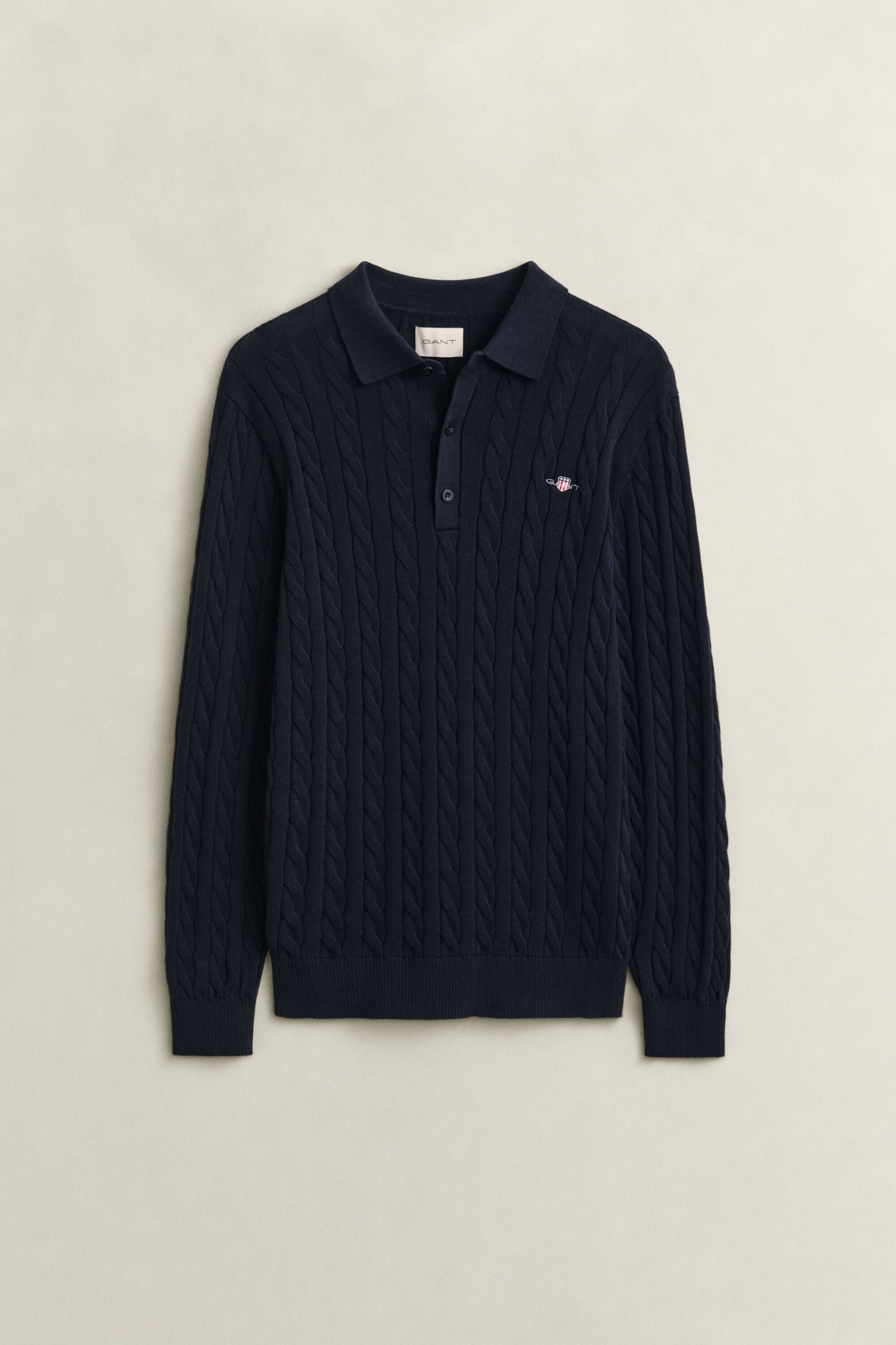 Zopfstrick Polopullover aus Baumwolle
