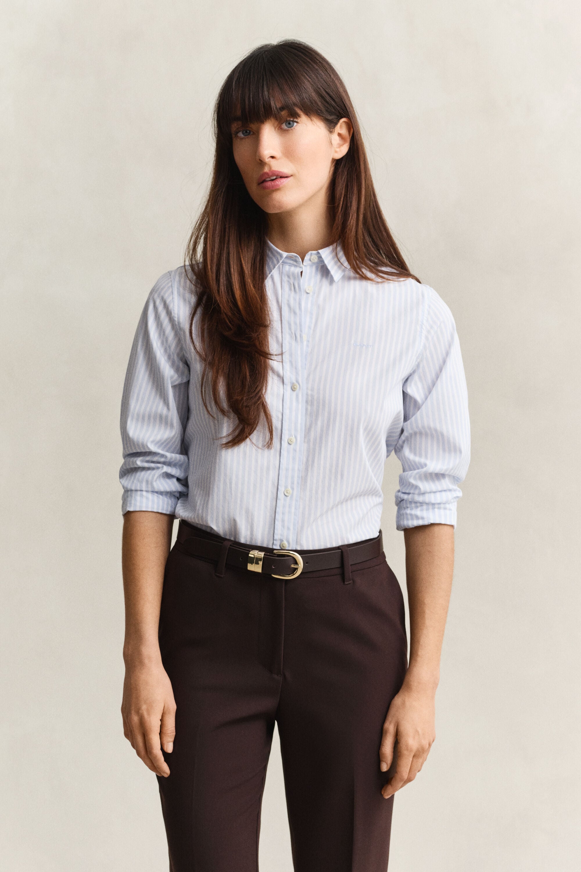 Popeline-Bluse im Regular Fit mit Streifen