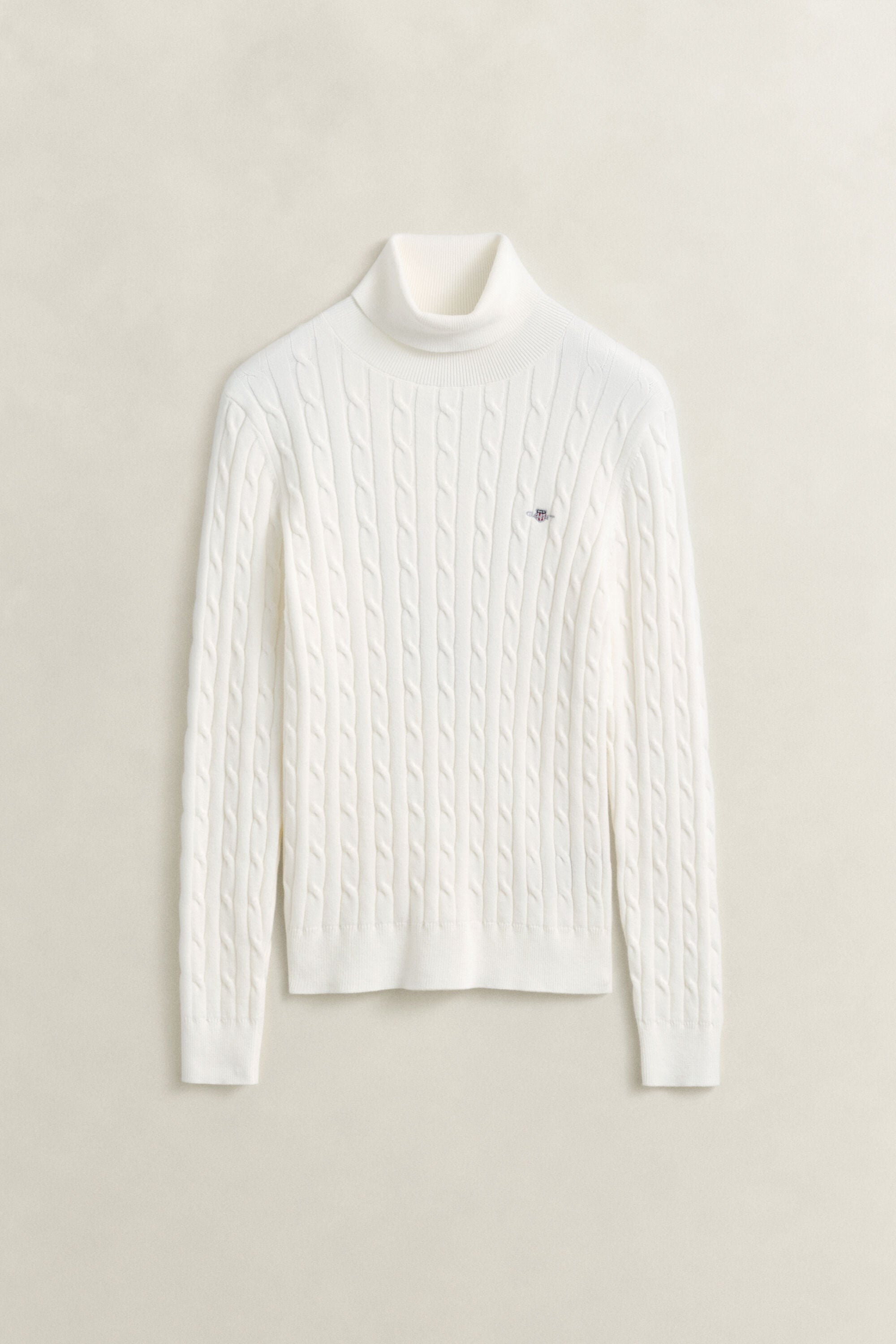 Zopfstrick Rollkragenpullover aus Stretch-Baumwolle