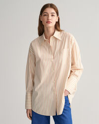 Oversized Popeline Bluse mit breiten Manschetten und Streifen