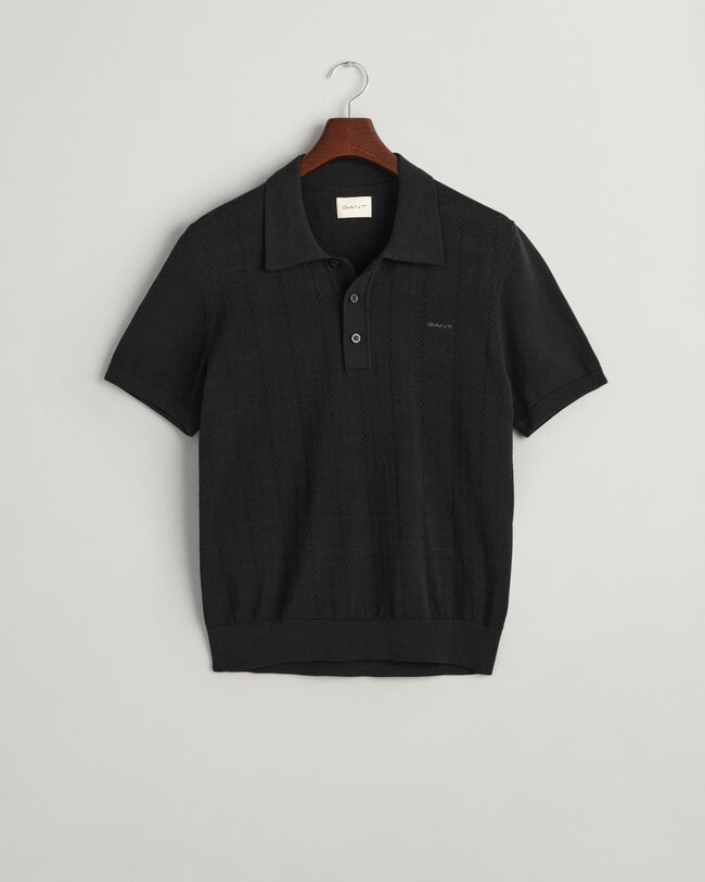 Pointelle Struktur Polopullover