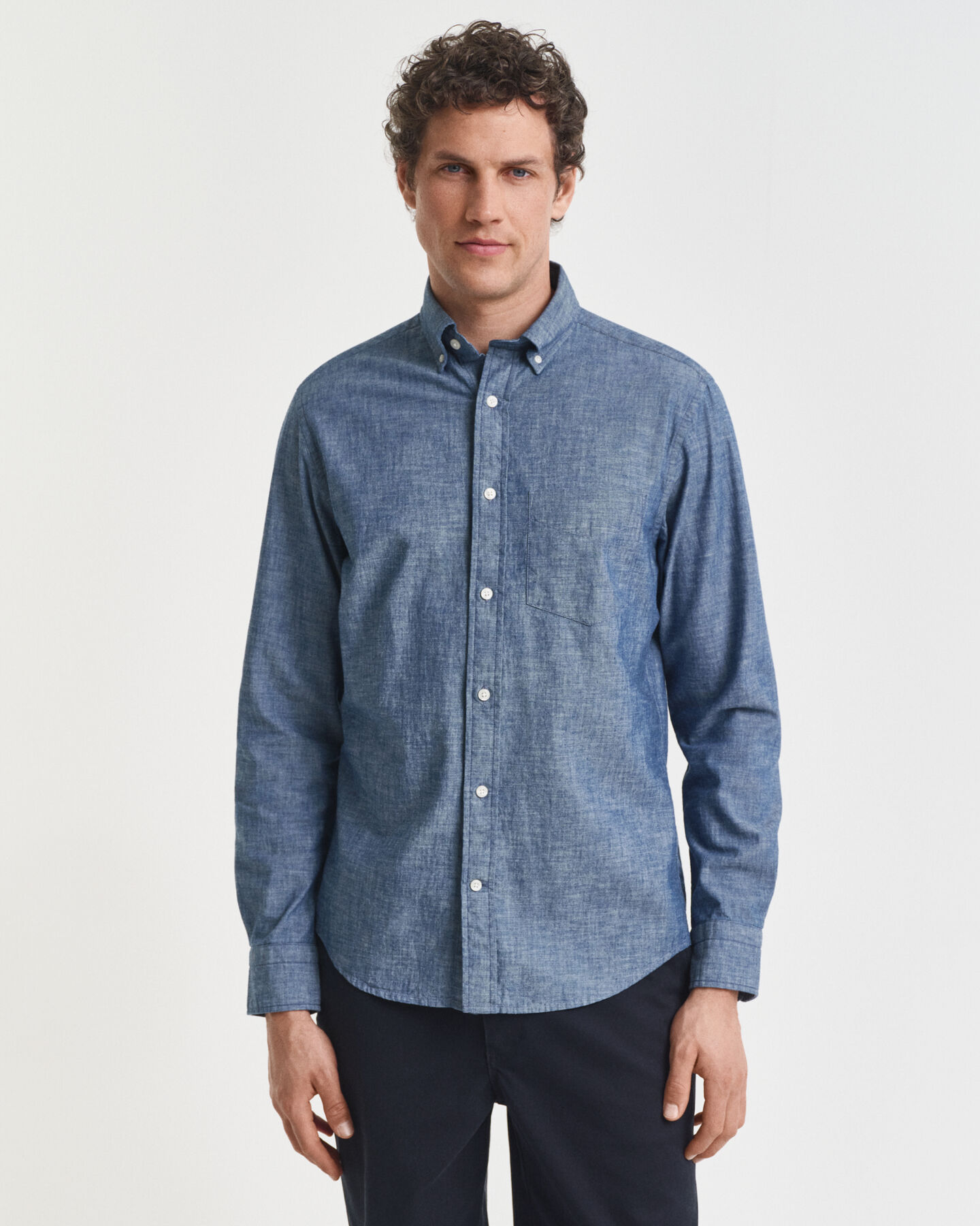 Regular Fit Indigo Chambray Hemd