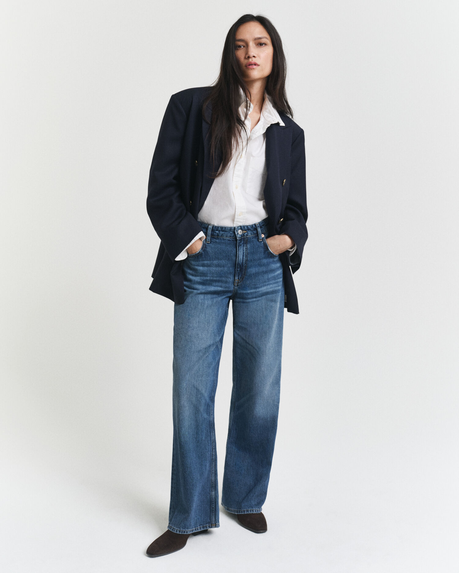 Oversized Hopsack Blazer aus Wolle