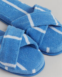 Gestreifte Slipper mit &uuml;berkreuzten Riemen