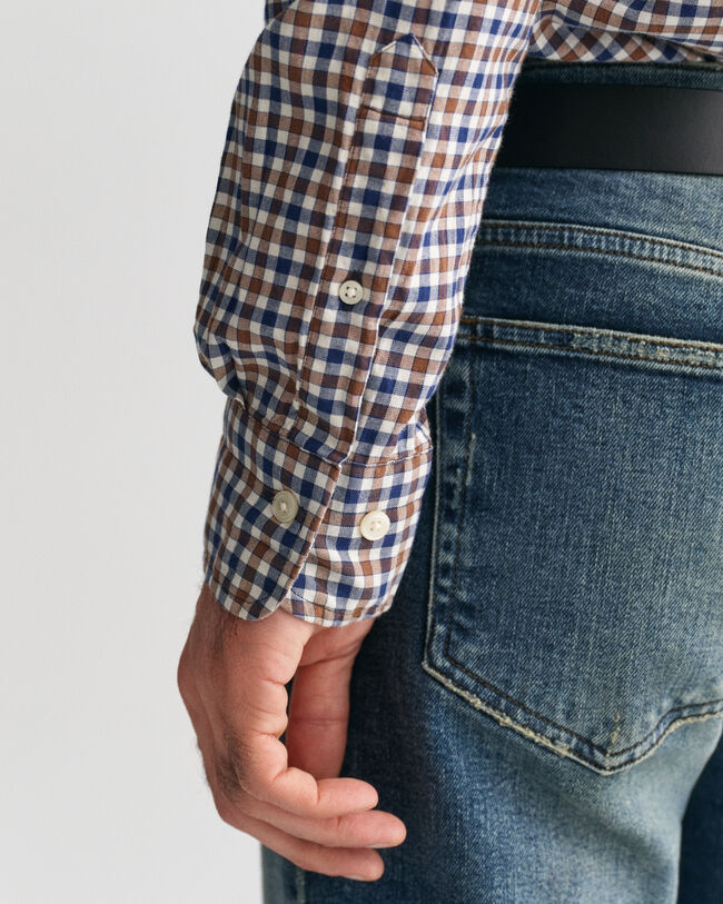 Leichtes Regular Fit Twill Hemd mit Vichy-Karos