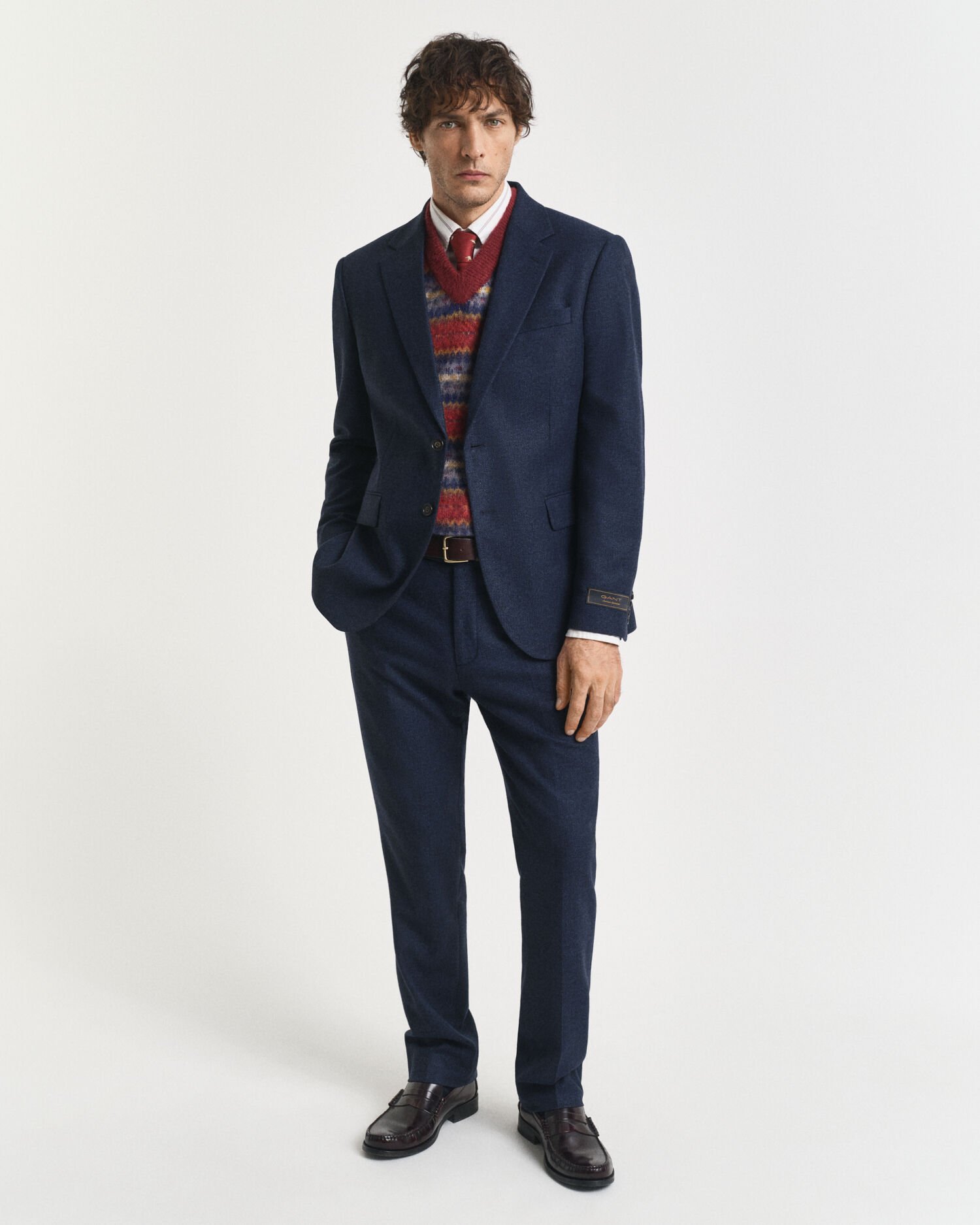 Slim Fit Herringbone Anzughose aus Flanell