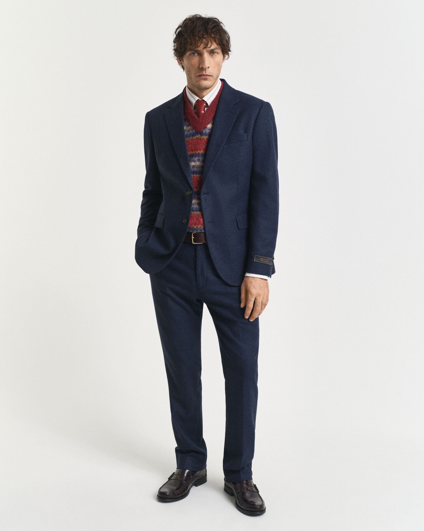 Slim Fit Herringbone Anzughose aus Flanell