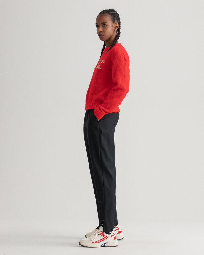 Logo Rundhalspullover aus Mohair