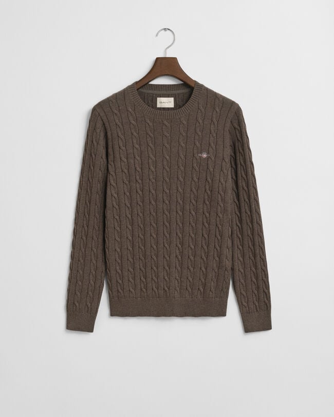 Zopfstrick Rundhalspullover aus Baumwolle