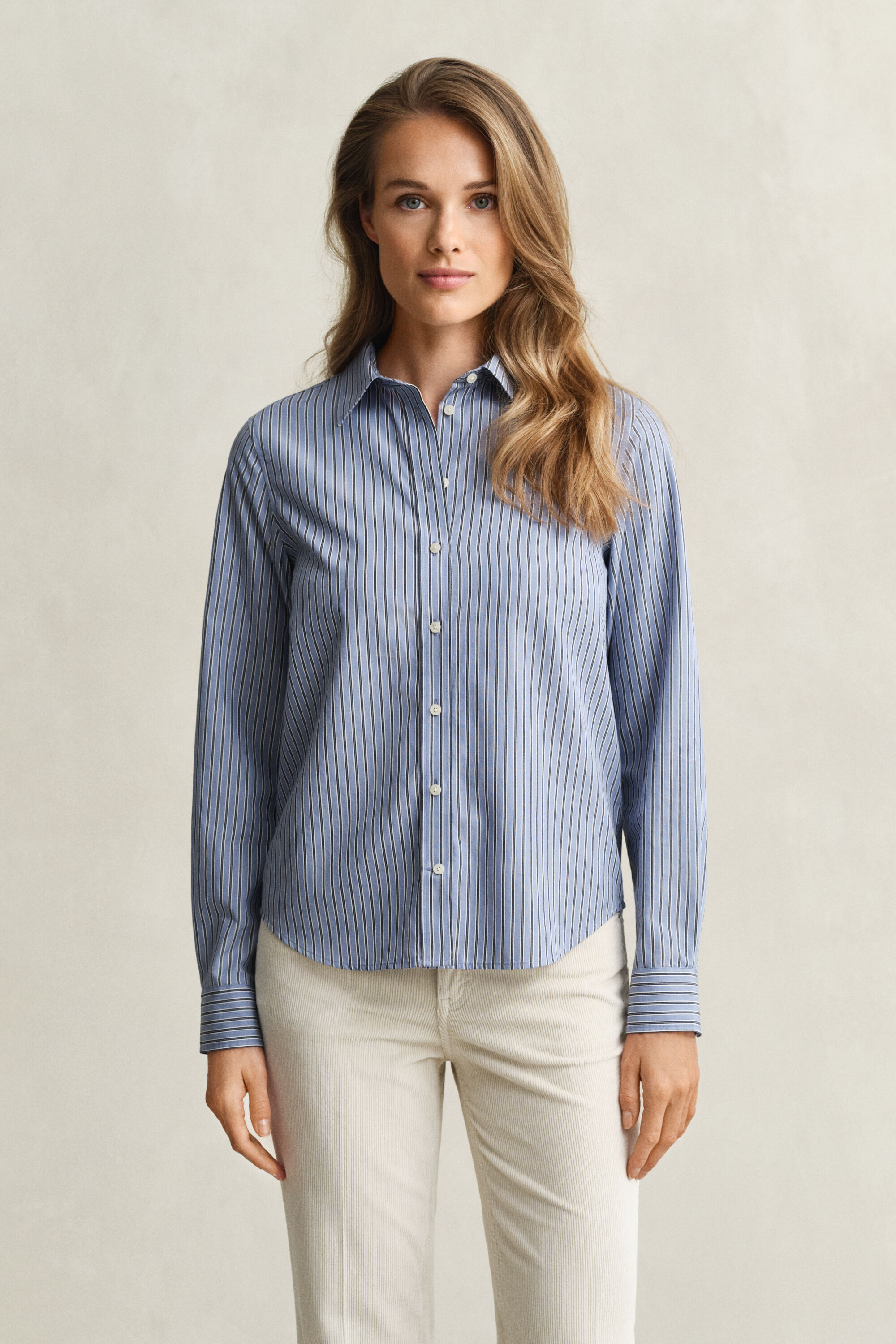 Regular Fit Popeline Bluse mit Streifen