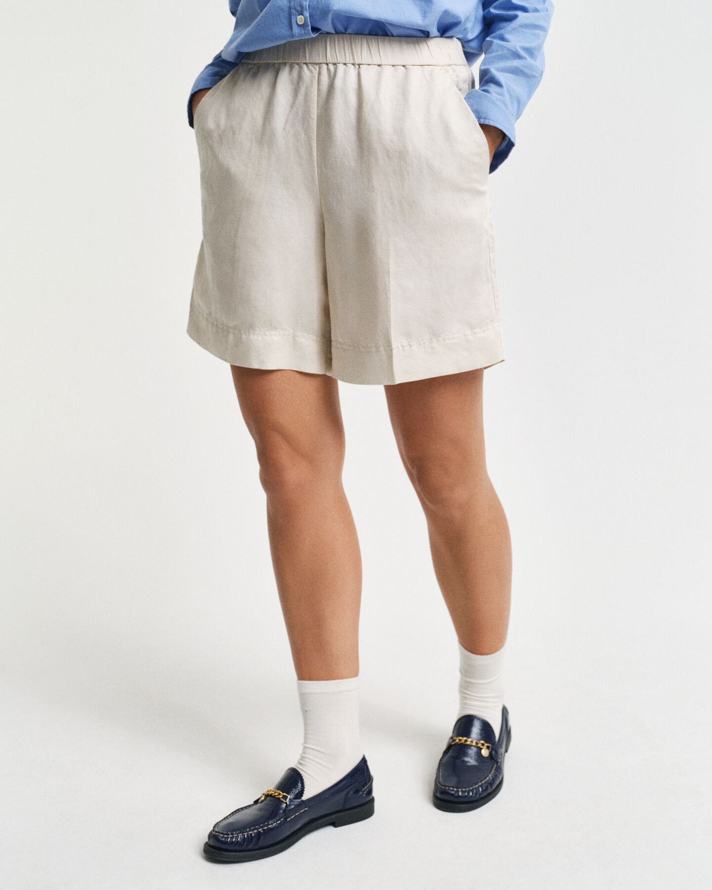 Relaxed Fit Leinenmix Pull-On Shorts